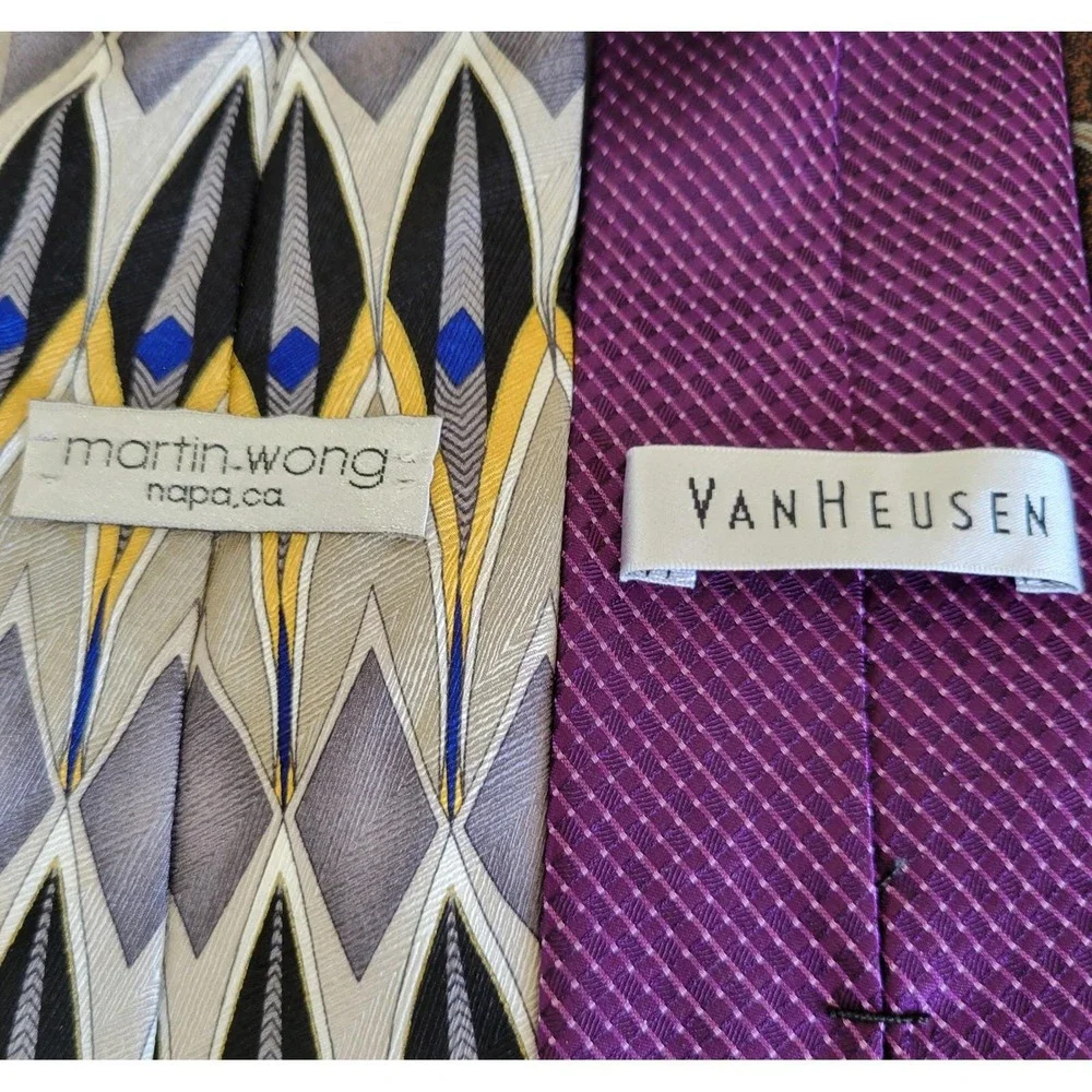Mens‎ Necktie Lot of 10 Tommy Hilfiger Van Heusen Arrow Silk Geometric Paisley